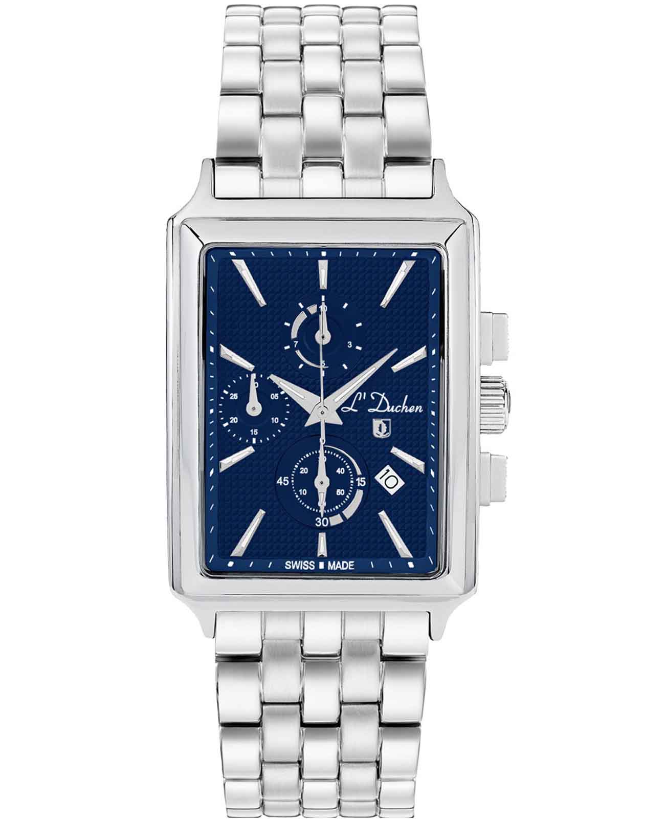 L'Duchen L'Duchen Adventure Chrono D 612.10.37  D 612.10.37 кварцевые мужские часы синий циферблат, браслет нержавеющая сталь — вид спереди